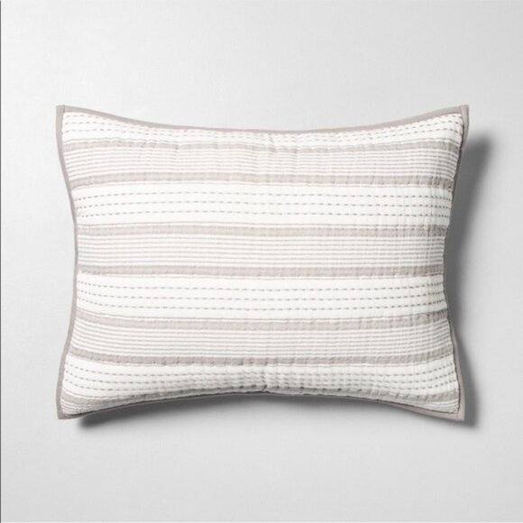 HEARTH & HAND | NWT Magnolia Jet Gray & White Linen Woven Standard Pillow Sham - Picture 1 of 7